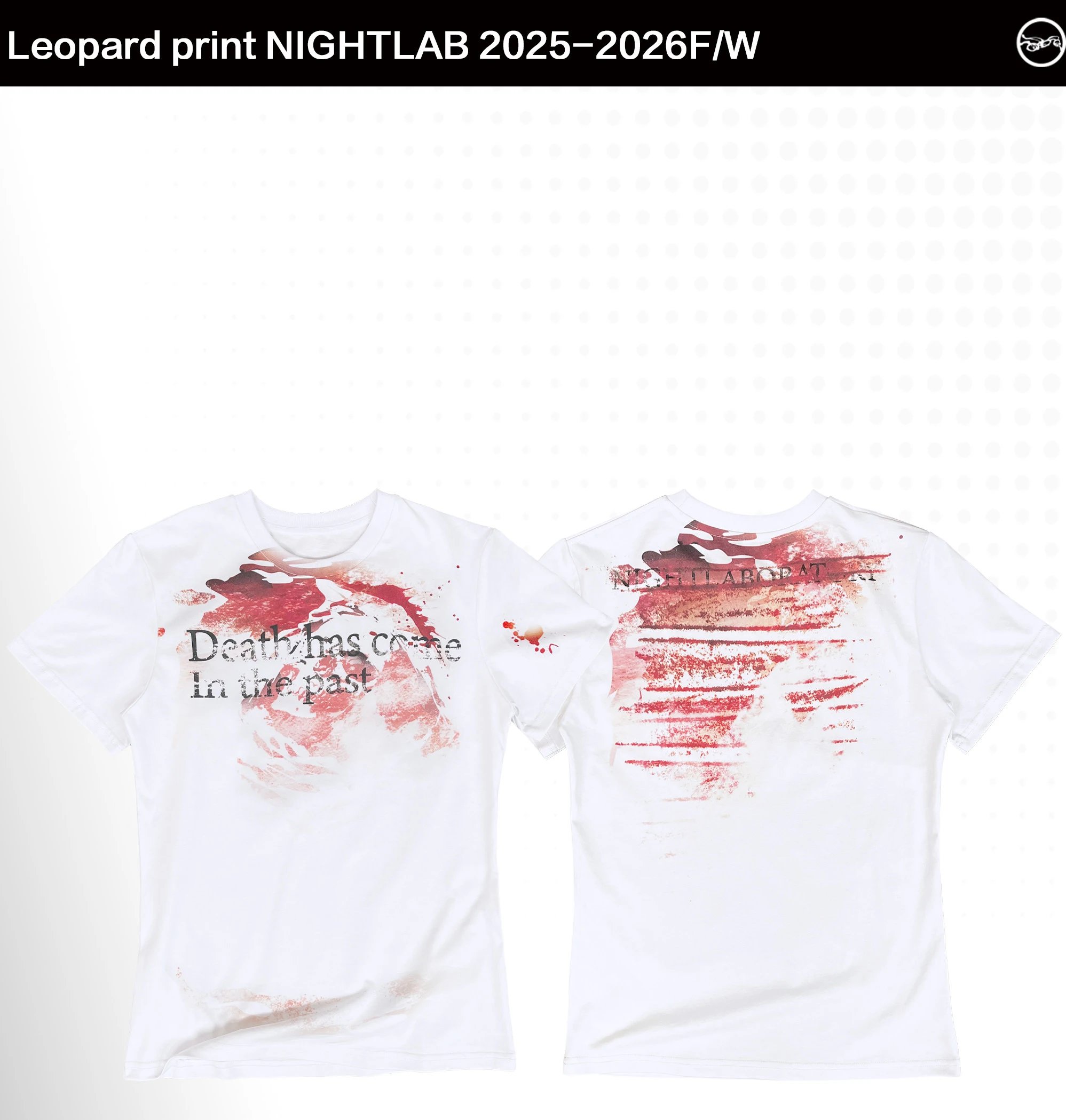Night Lab 2026 Distorted Bloodstain White Ink Print American Style Regular Shoulder White Short SleeveProduct LinkRefresh