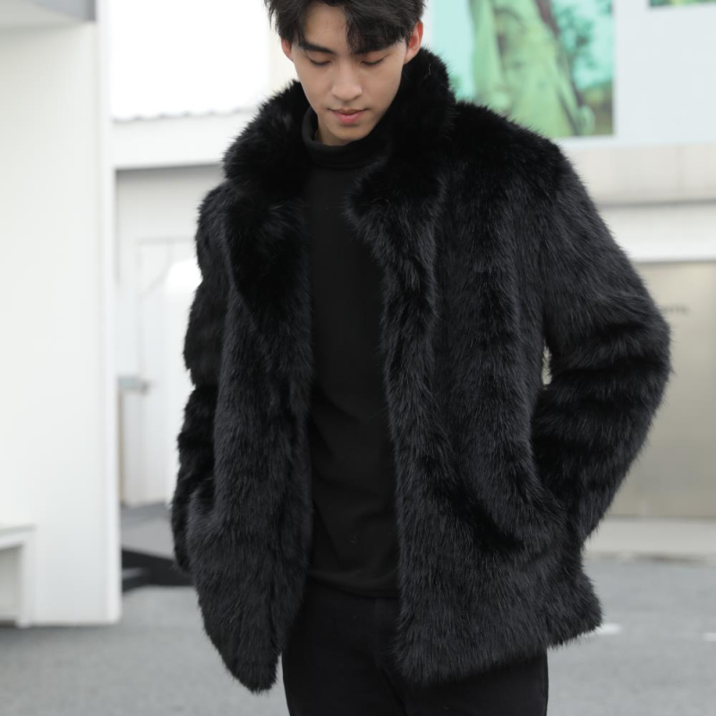 Design Faux Fur Coat Black Outerwear