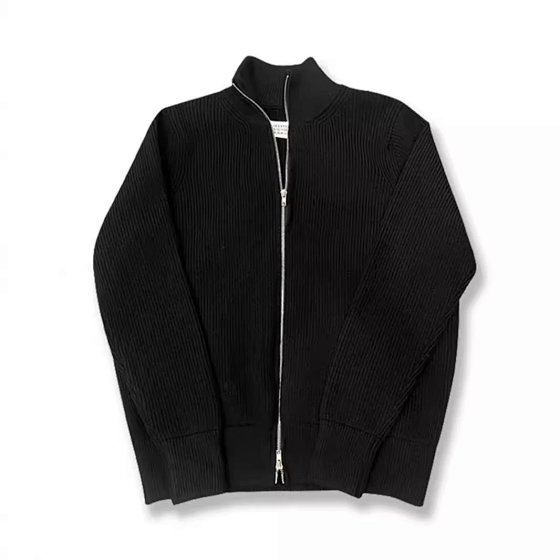 Ma's Four Corners Spring Double Zipper Half High Collar Warm Couple Takak Heavy Cardigan Sweater Jacket Men's Sweater
