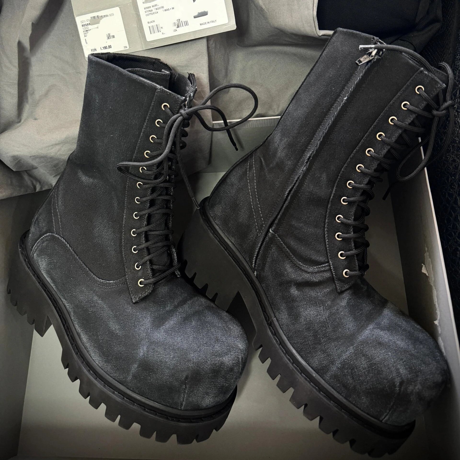 Rick Owens DRKSHDW Canvas Combat Boots Black