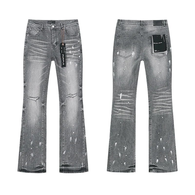 PURPLE BRAND JEANS MEI Chao High Street Men's Casual Hole Design Slim Fit Slim Denim Trousers