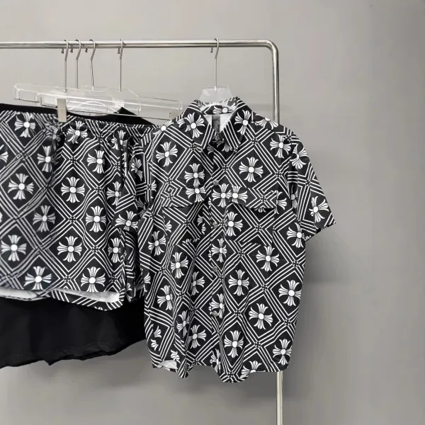 Design Floral Print Elastic Waist Shorts and Shirt Set - 4