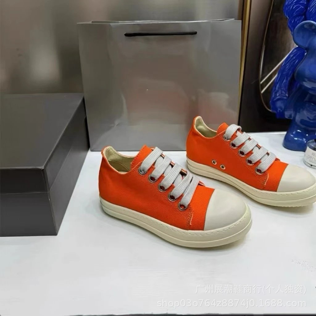 Design Canvas Low-Top Sneakers Orange and White Canvas Shoes