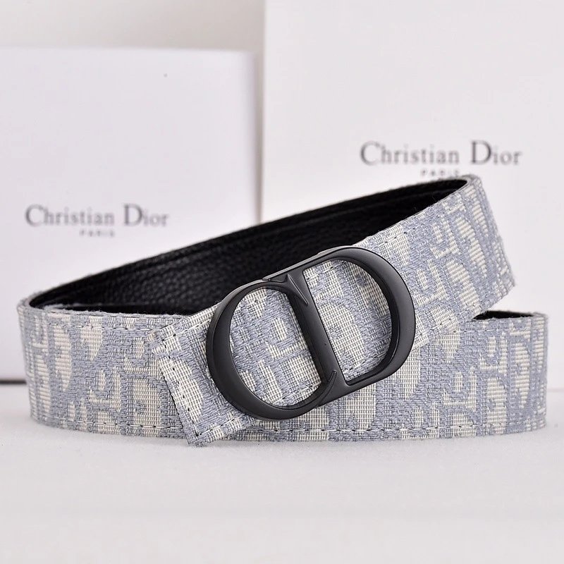Dior Oblique Canvas Belt Black and White - 3