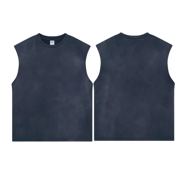 Design Oversized Sleeveless Tee Navy Vest Top - 1