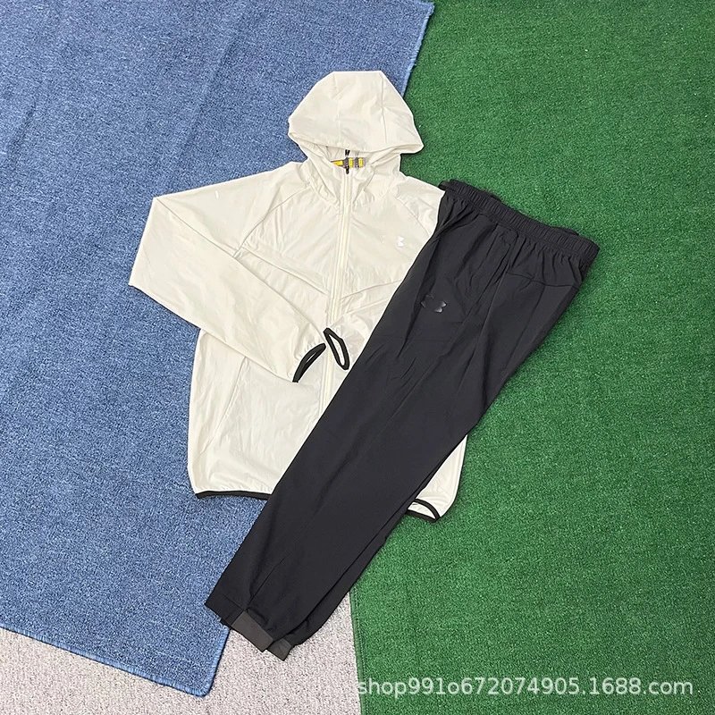 Men's and women's sports suit zipper cardigan pants sports fitness running hooded jacket