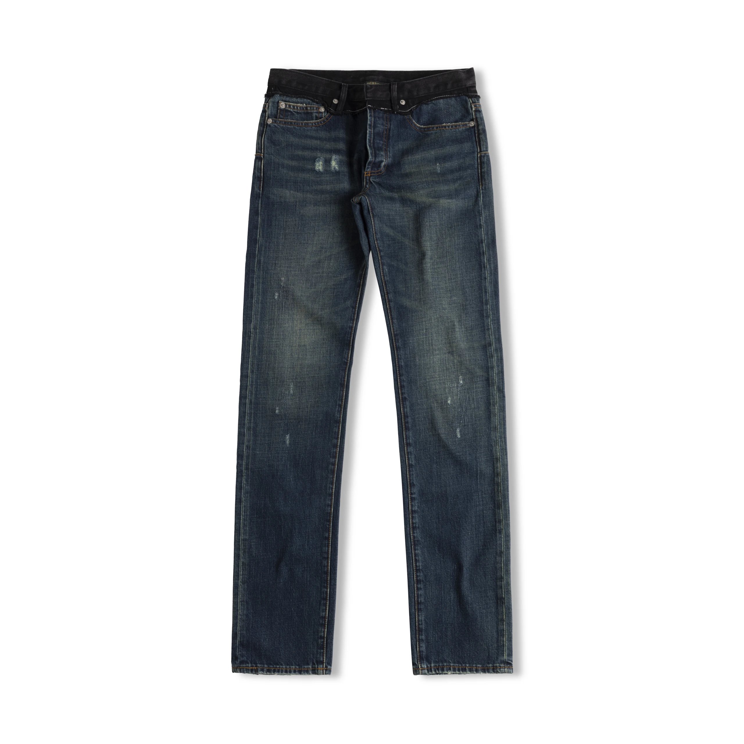 Tear the Heaven TEAR DHL Double Waist Spliced Pants Black Waist Straight-Leg Jeans hediboy skinny