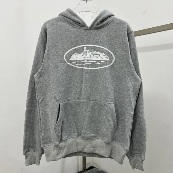 Design Oval Island Graphic Hoodie Gray - 4