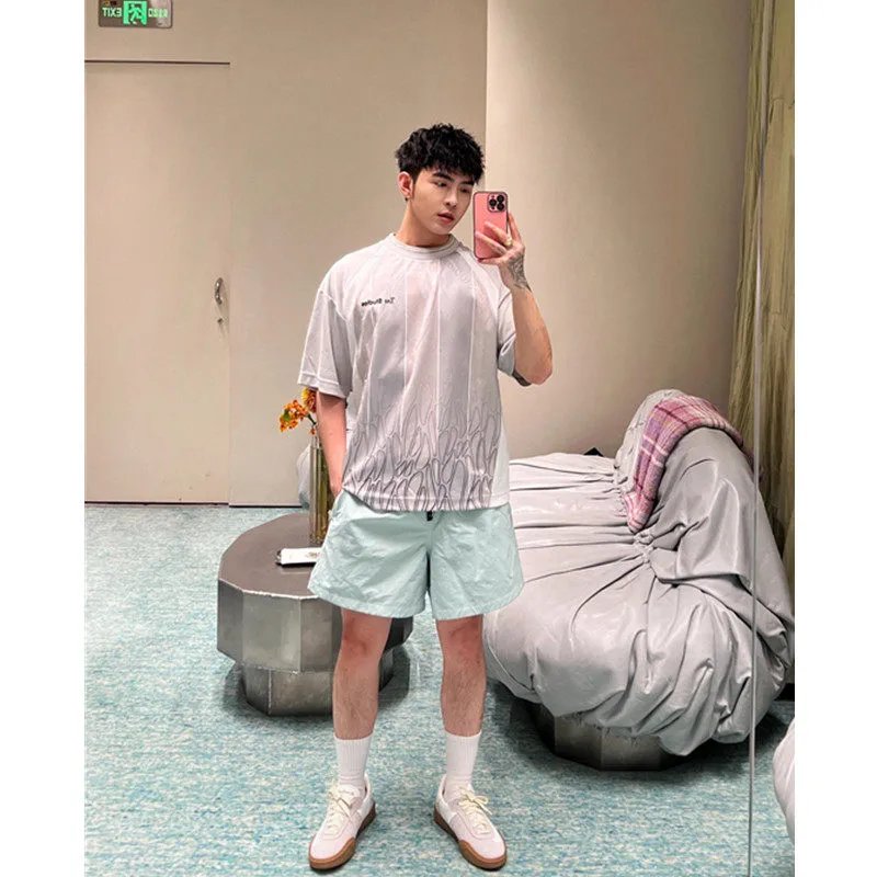 Design Abstract Print Oversized T-Shirt Gray - 2