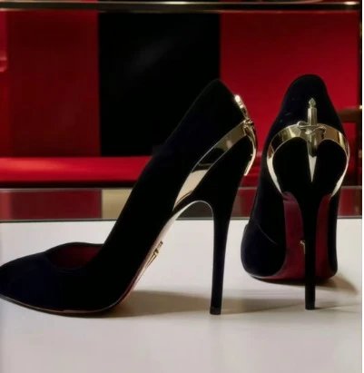 Black suede gold little sword
