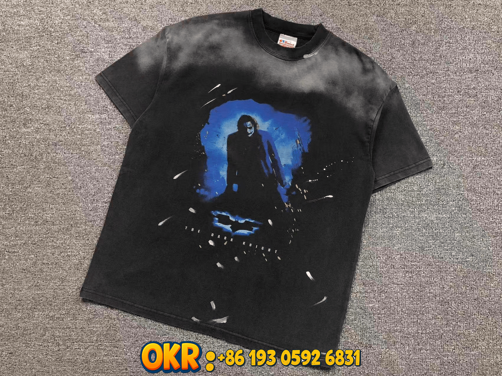 Design Corkcrew A Go Go! Bat Print Distressed Black T-Shirt T-Shirts - 4