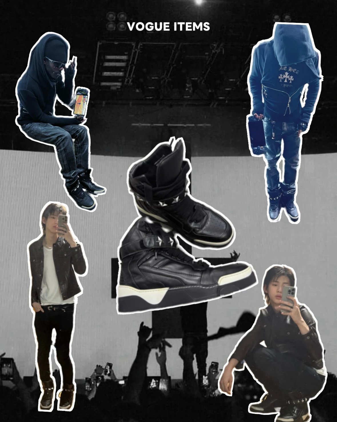 Design Leather Jacket Black + Black Pants + Chunky Sneakers - 2