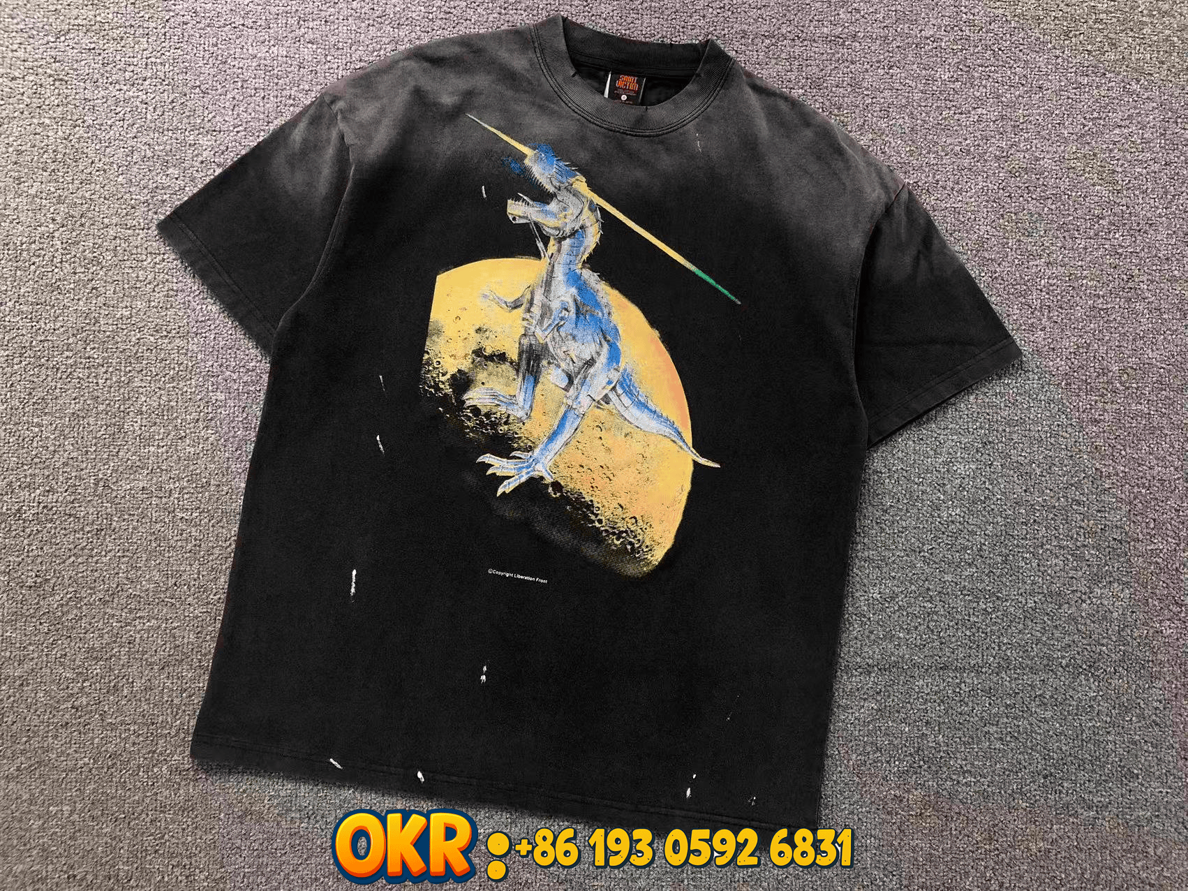 Design Corkcrew A Go Go! Bat Print Distressed Black T-Shirt T-Shirts - 16