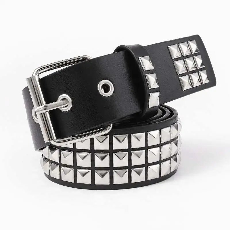 Black Belt with Silver Pyramid Studs 3.8*120CM