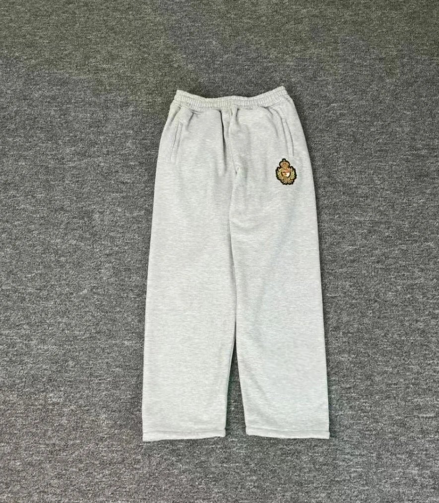Embroidered wheat ear badge logo, fleece straight leg pants