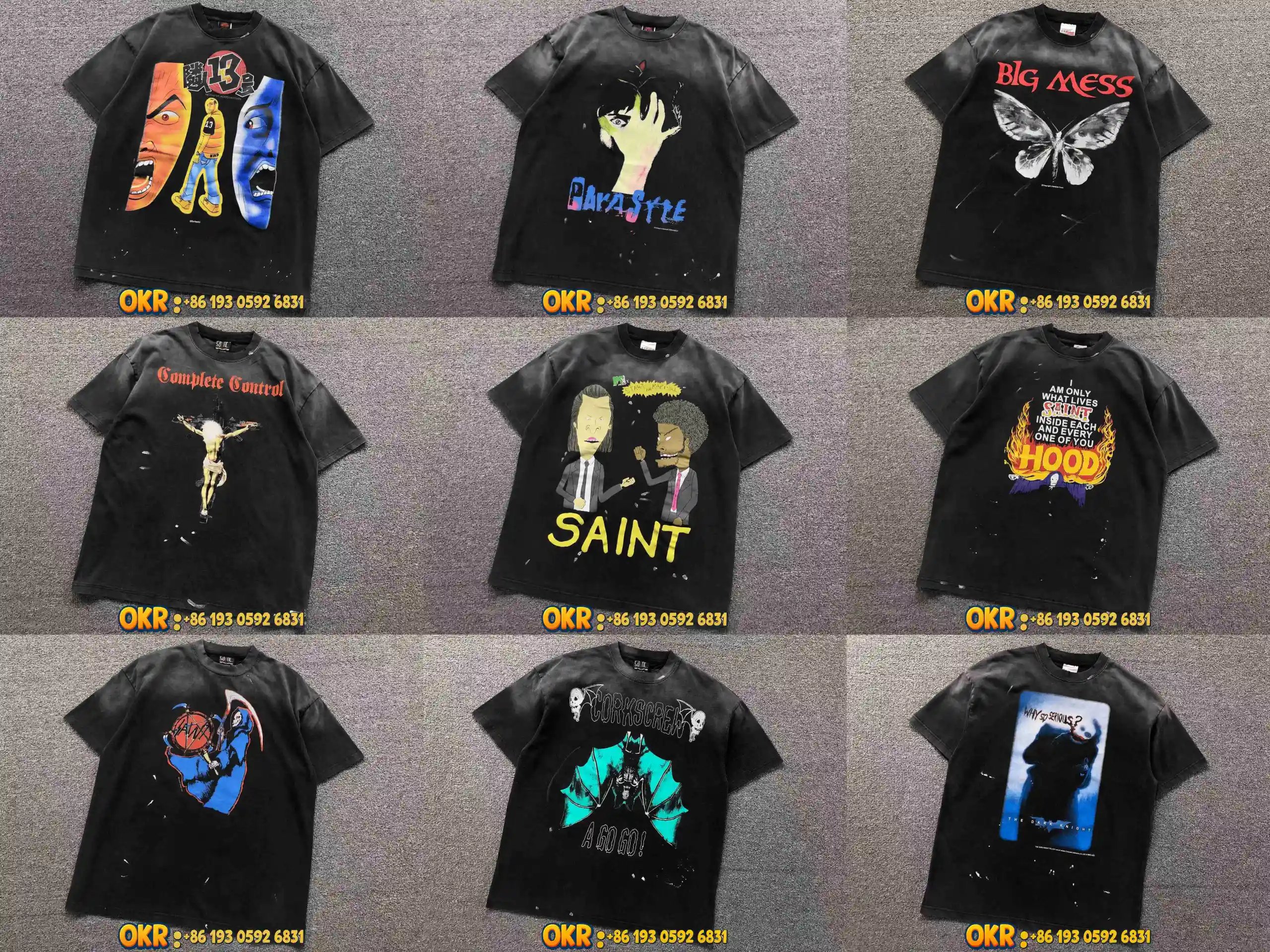 Design Corkcrew A Go Go! Bat Print Distressed Black T-Shirt T-Shirts - 2