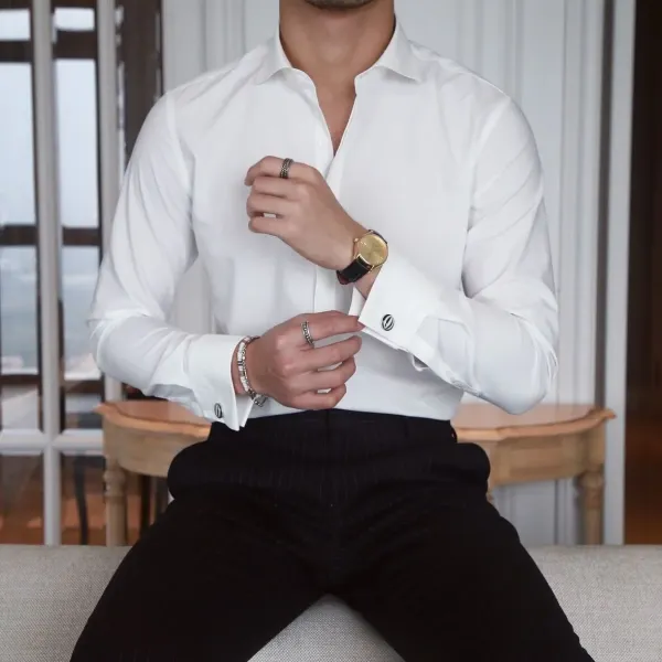 Design Tuxedo Shirt White Formal Shirt - 2