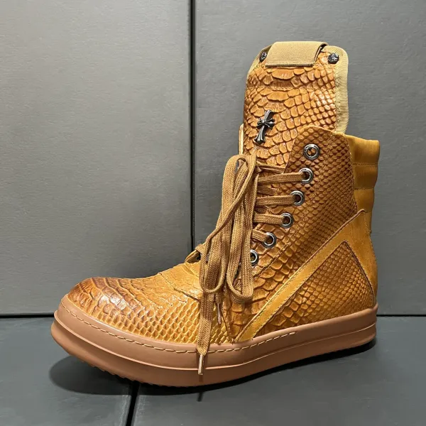 Chrome Hearts Python Lace-Up Boot Tan - 1