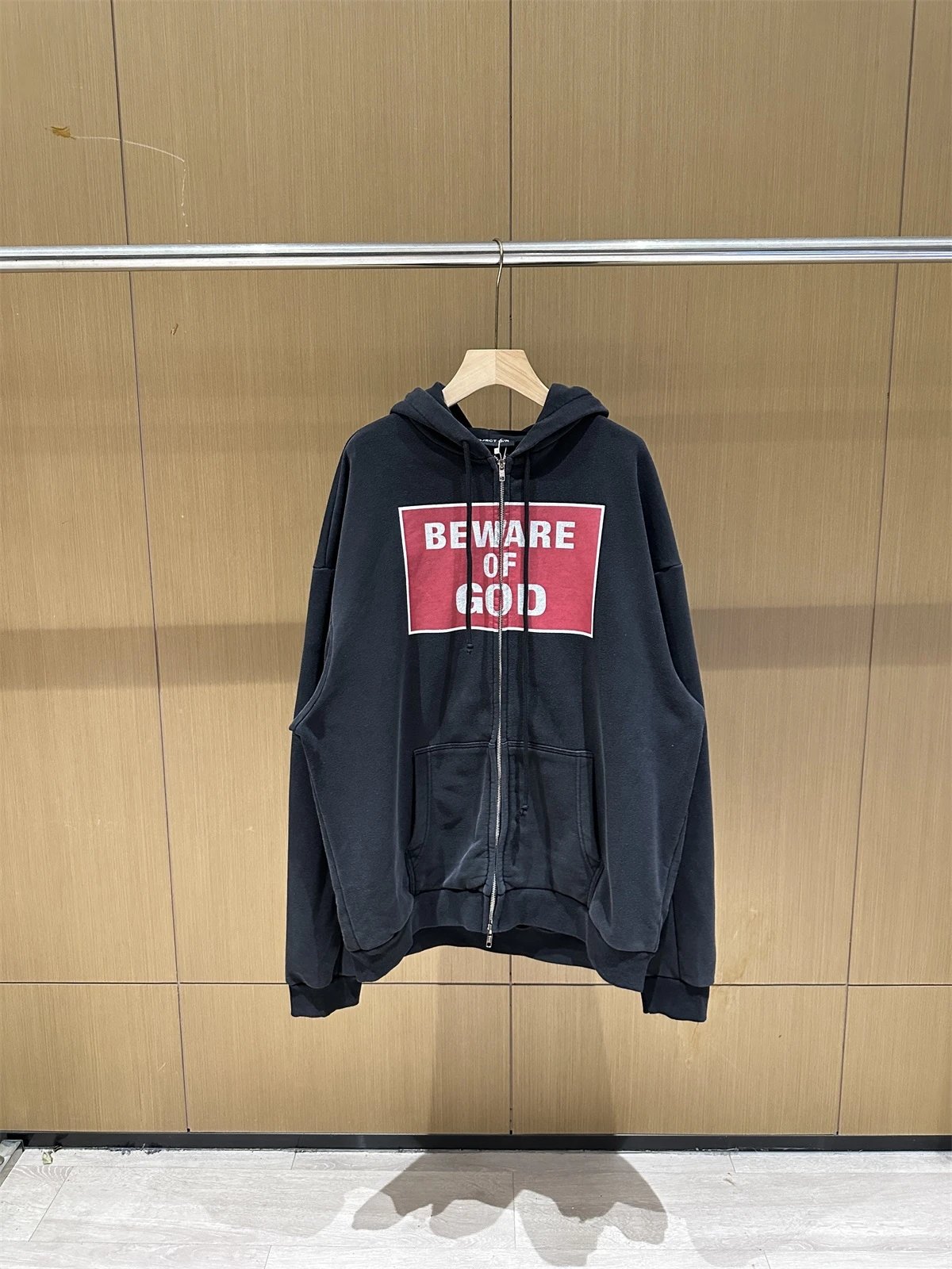 Fear of God 'Beware of God' Zip-Up Hoodie Black