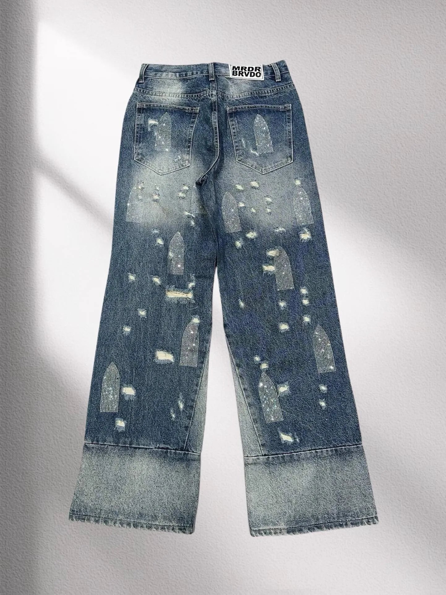 Design Who Decides War Distressed Print Jeans Black Jeans - 6