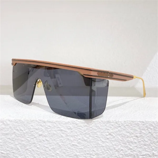 Design Shield Sunglasses Brown Frame with Gradient Gray Lenses - 1