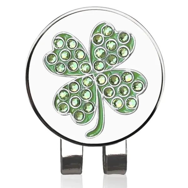 Design Shamrock Crystal Golf Ball Marker with Magnetic Clip Accessories - 1