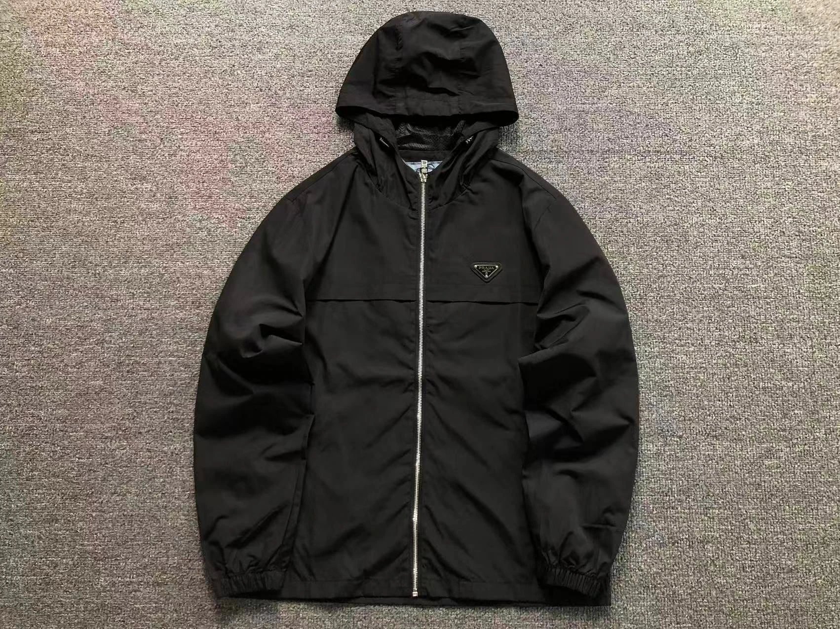 Two-Tone Hooded Jacket with Front Triangle Panel