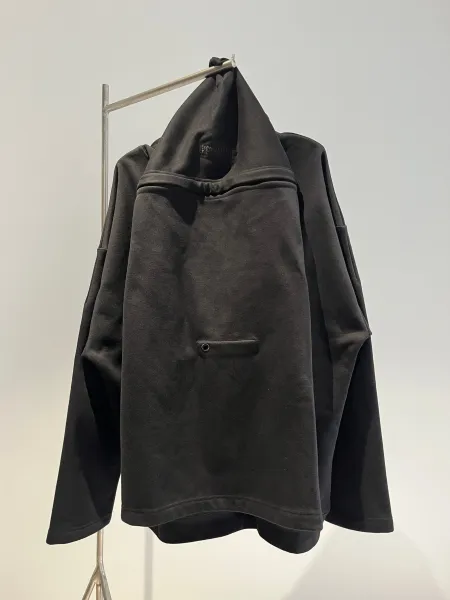 Design Asymmetrical Hooded Sweatshirt Black Hoodie - 5