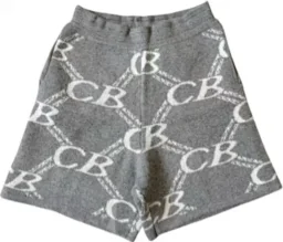 thumbnail for High-quality gray knitted plush shorts