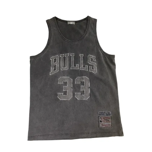 Mitchell & Ness Chicago Bulls #33 Michael Jordan Gray Vintage Jersey Vest-Top - 5