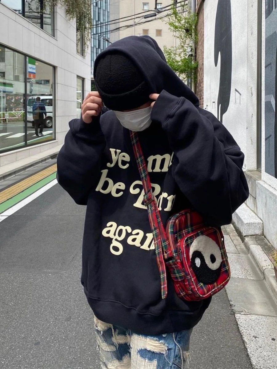 Design 'Ye Must Be Born Again' Oversized Hoodie Charcoal - 2