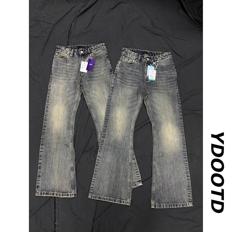 American Retro Bamboo Texture Washed Jeans Luxury Niche Streetwear Pants Men Cleanfit Narrow Straight Leg Pants