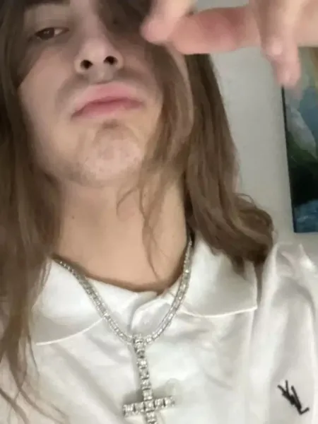Saint Laurent White Silk Shirt with YSL Logo and Diamond-Encrusted Cross Necklace - 1
