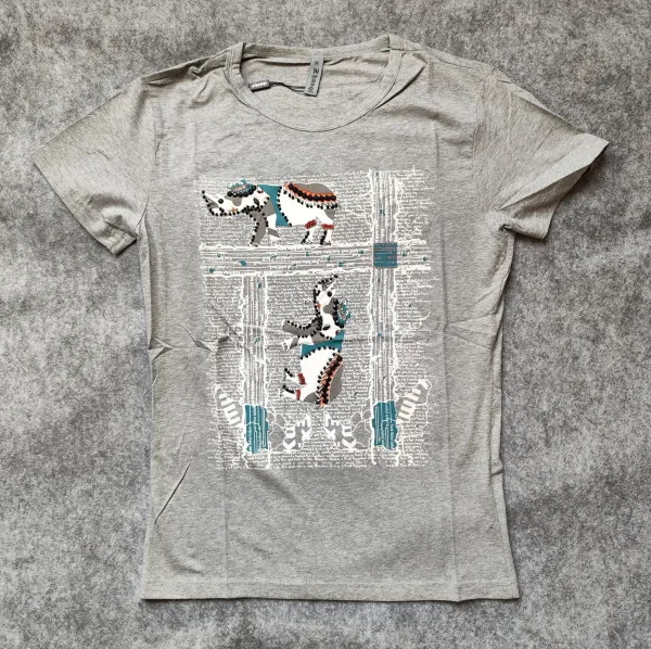 Design Zhangqi Graphic Elephant Print Gray T-Shirt T-Shirts - 1