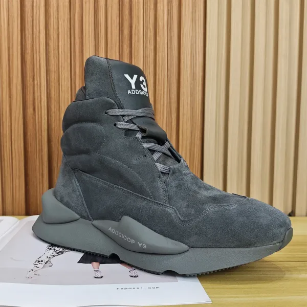 Adidas Y-3 Y-3 Suede High-Top Gray Sneakers - 1