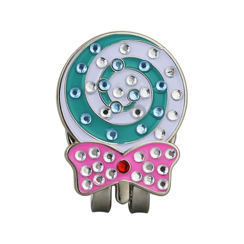 Design Spiral Swirl Golf Ball Marker with Pink Bow Clip Accessories