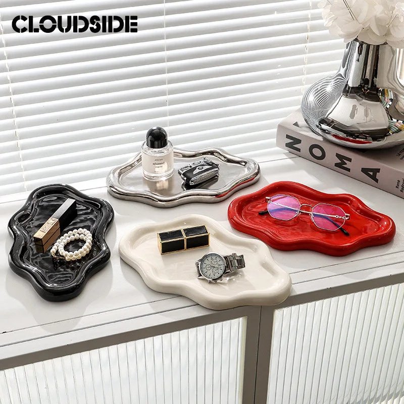 Light Luxury Cloud Ceramic Perfume Aromatherapy Jewelry Storage Tray Premium Display Entryway Key Holder Decorative Piece