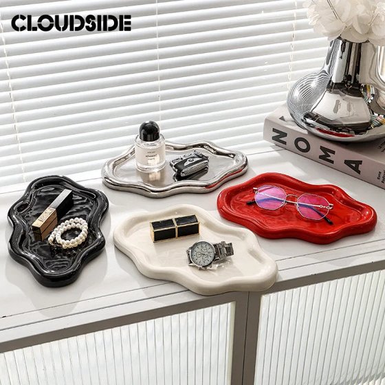 Light Luxury Cloud Ceramic Perfume Aromatherapy Jewelry Storage Tray Premium Display Entryway Key Holder Decorative Piece