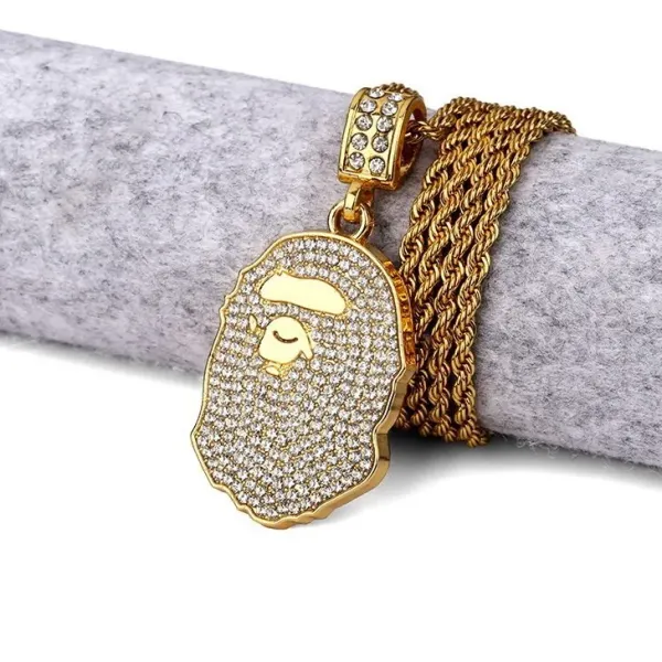 A Bathing Ape Bapesta Pendant Gold Micro-Pave Necklace Jewelry - 1