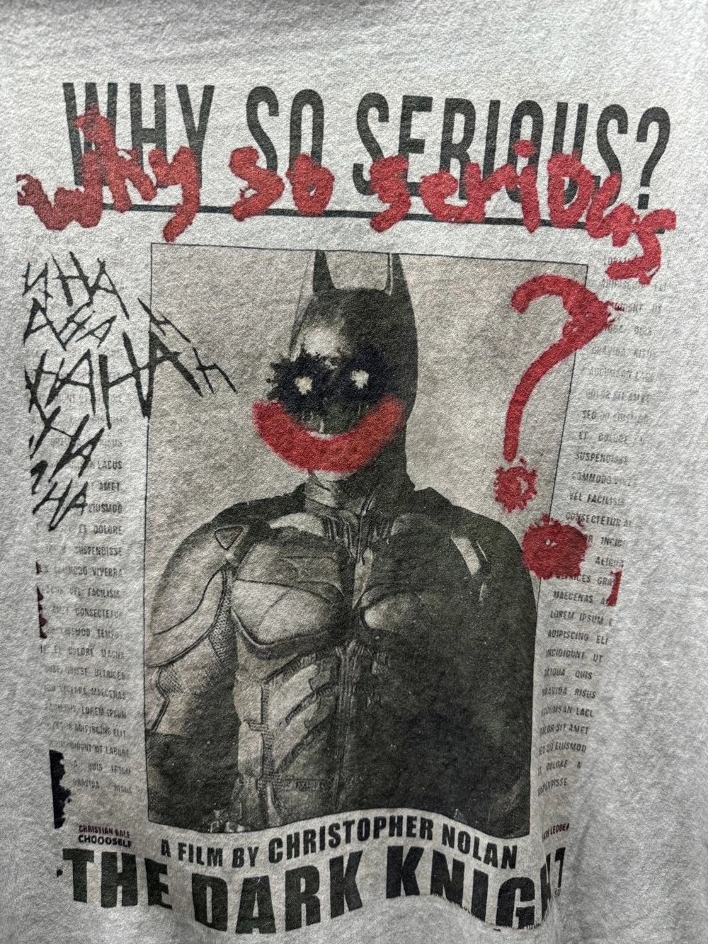 Design The Dark Knight 'Why So Serious?' Cut-Off Sleeve T-Shirt Gray - 3