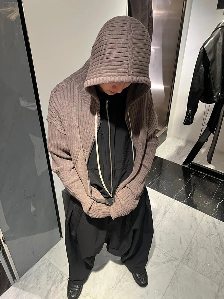 Design Ribbed Zip-Up Cardigan Beige Outerwear - 5