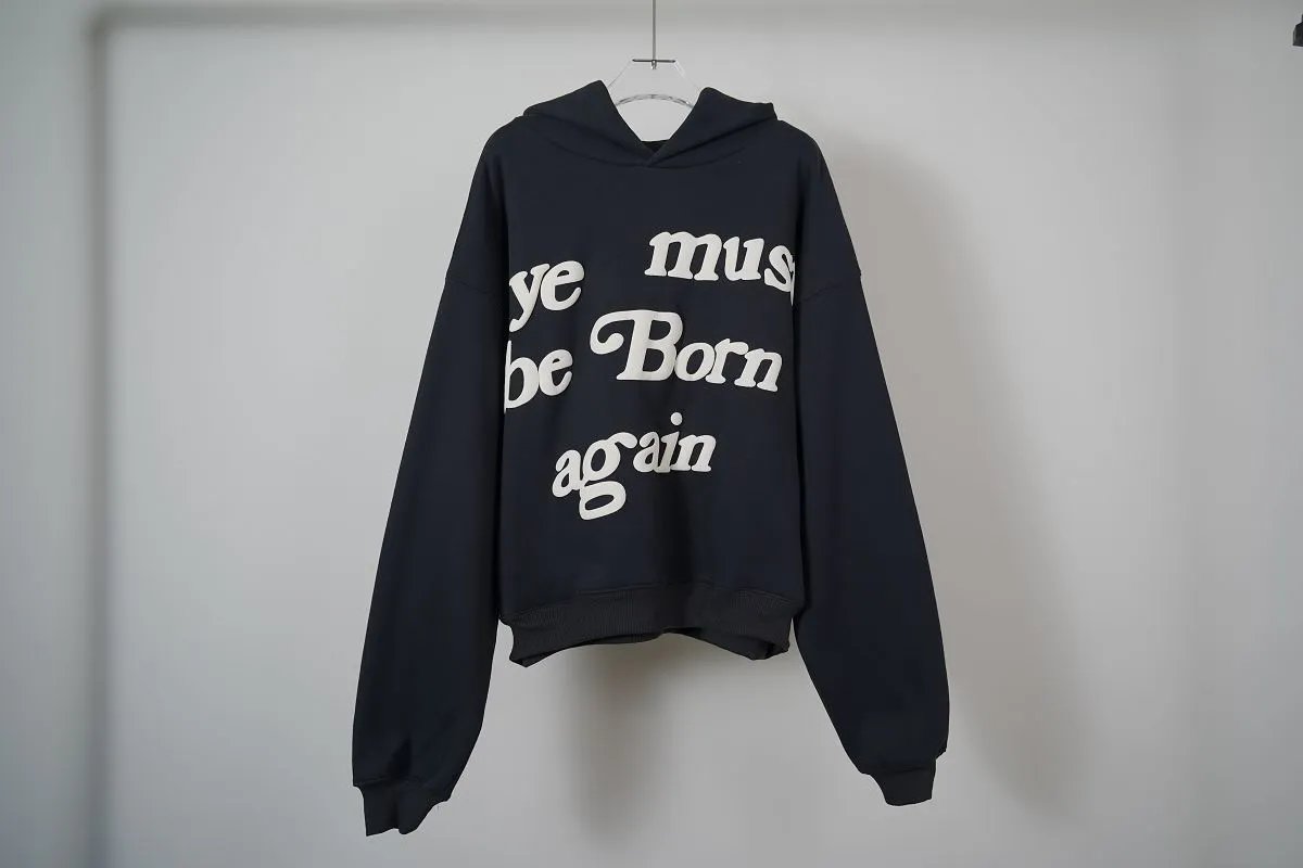Design Ye Must Be Born Again Graphic Hoodie Gray - 4