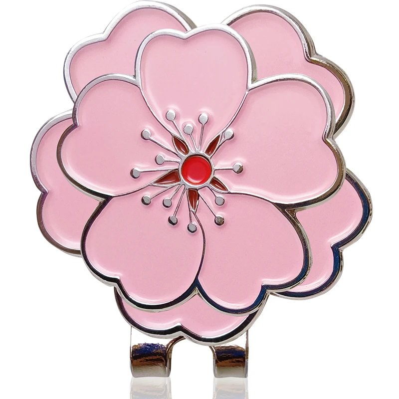 Design GVOVLVF Hibiscus Flower Golf Ball Marker Clip Pink Accessory Jewelry - 2