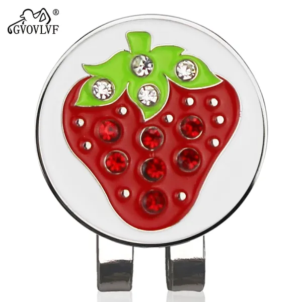 Design GVOVLVF Strawberry Rhinestone Golf Ball Marker with Magnetic Clip Accessories - 1