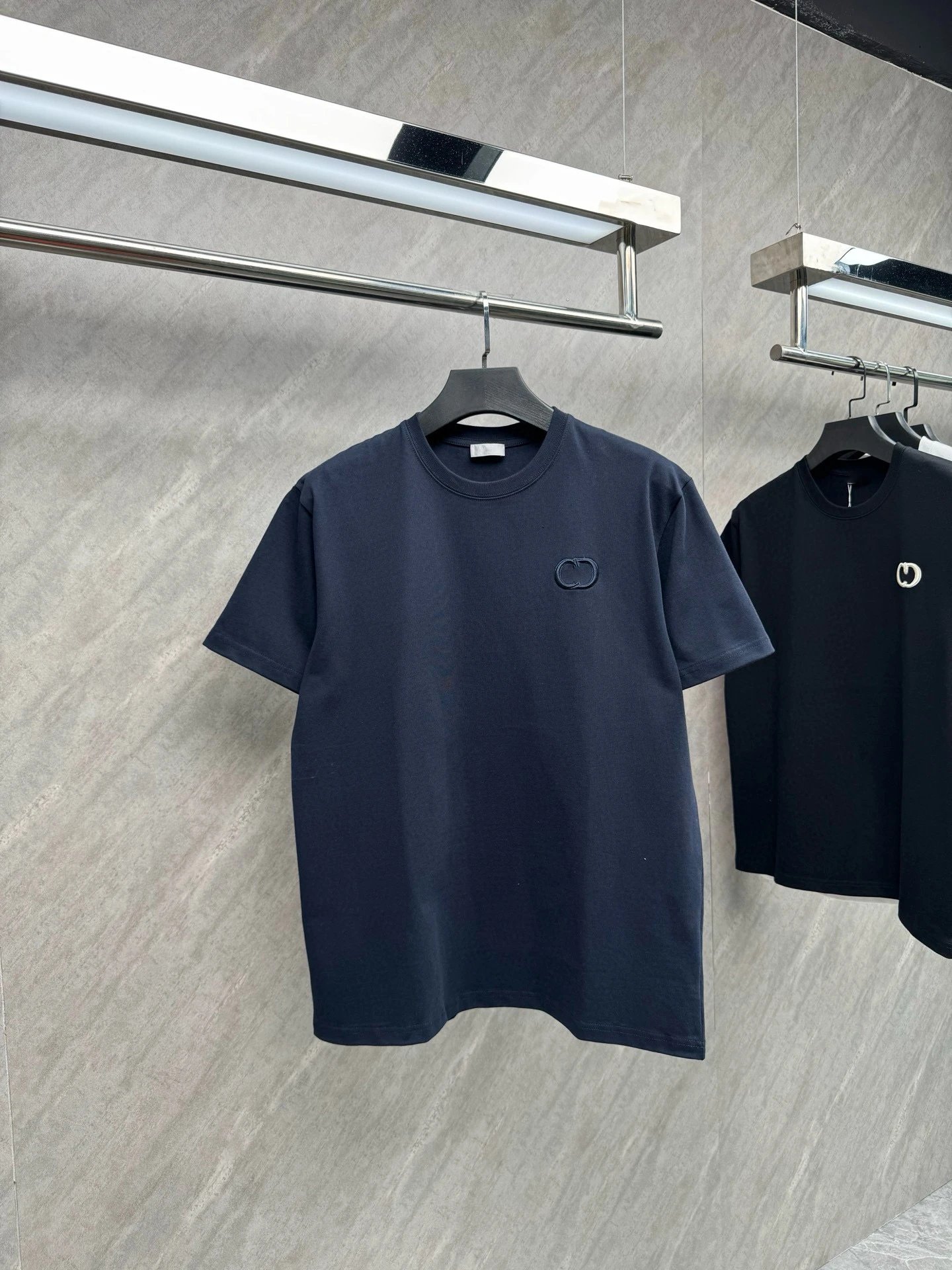 Dior CD Logo Embroidered T-Shirt Navy