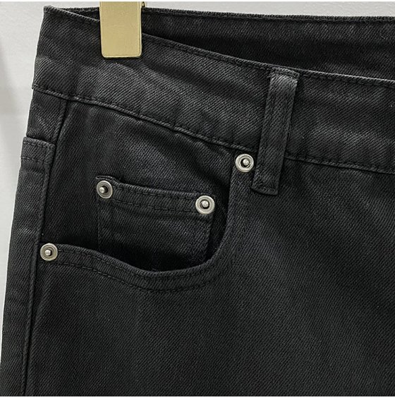 SUBHUMAN Men's Dark Classic Versatile Fall/Winter Waxed Coating Self-Designed Long Jeans - Tri