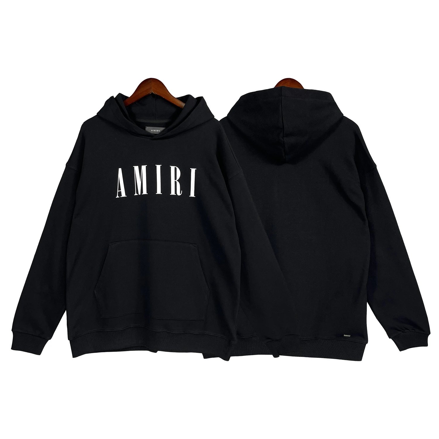 American Streetwear High Street AM Unisex Couple Cotton Letter Print Pullover Hoodie Vintage Hooded Sweatshirt