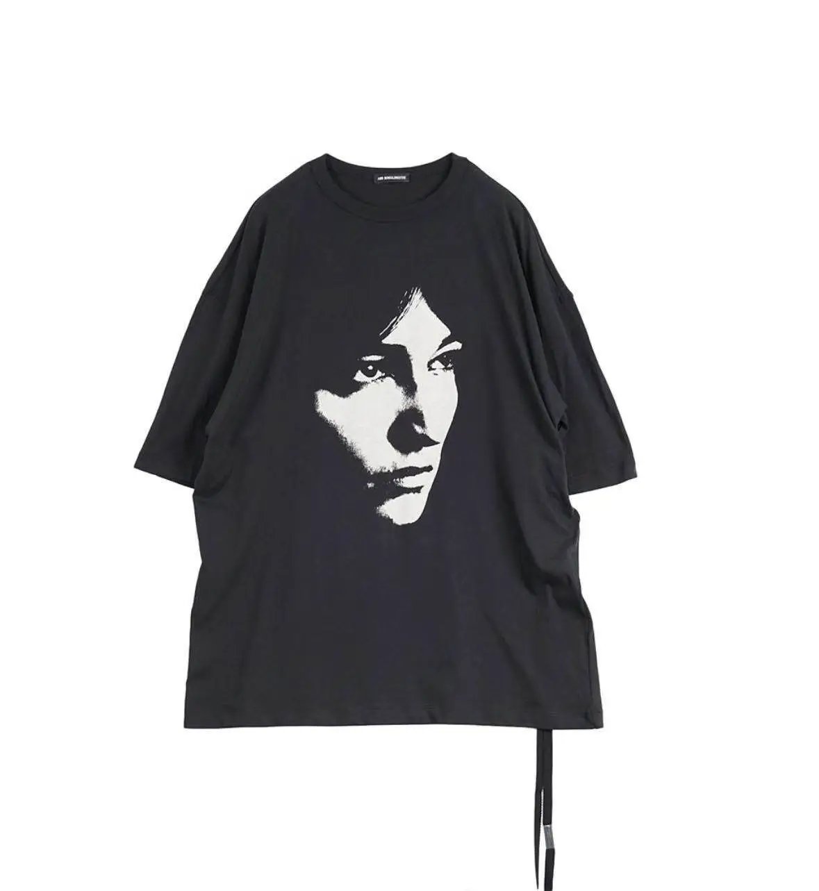Ann Demeulemeester October Portrait T-shirt Slogan Portrait Ribbon Black