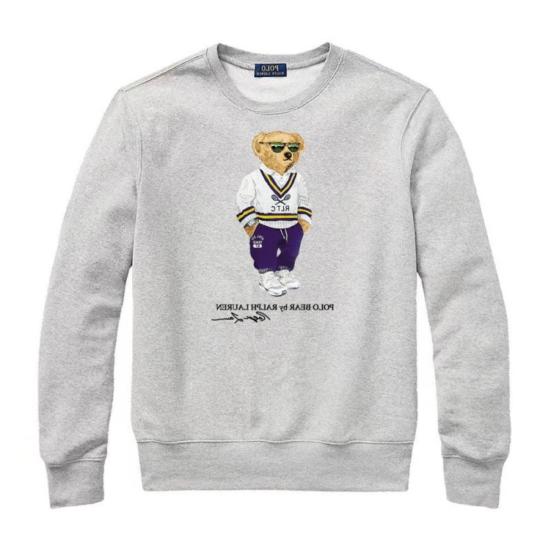 2025 new autumn and winter Paul pure cotton round neck pullover warm men's hoodie with teddy bear print for warmth