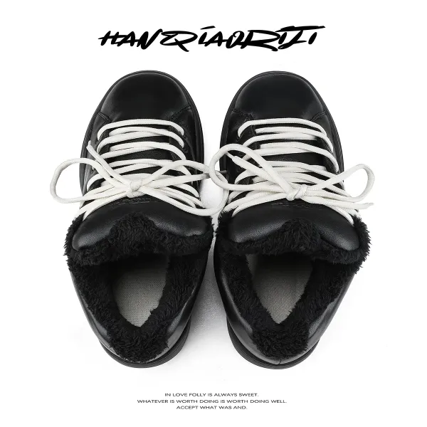 Design Chunky Platform Sneaker with Faux Fur Collar Black - 5
